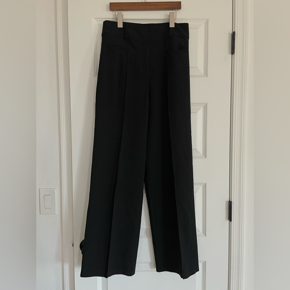 Diane Von Furstenberg Black Wool Stretch Wide Leg Pants